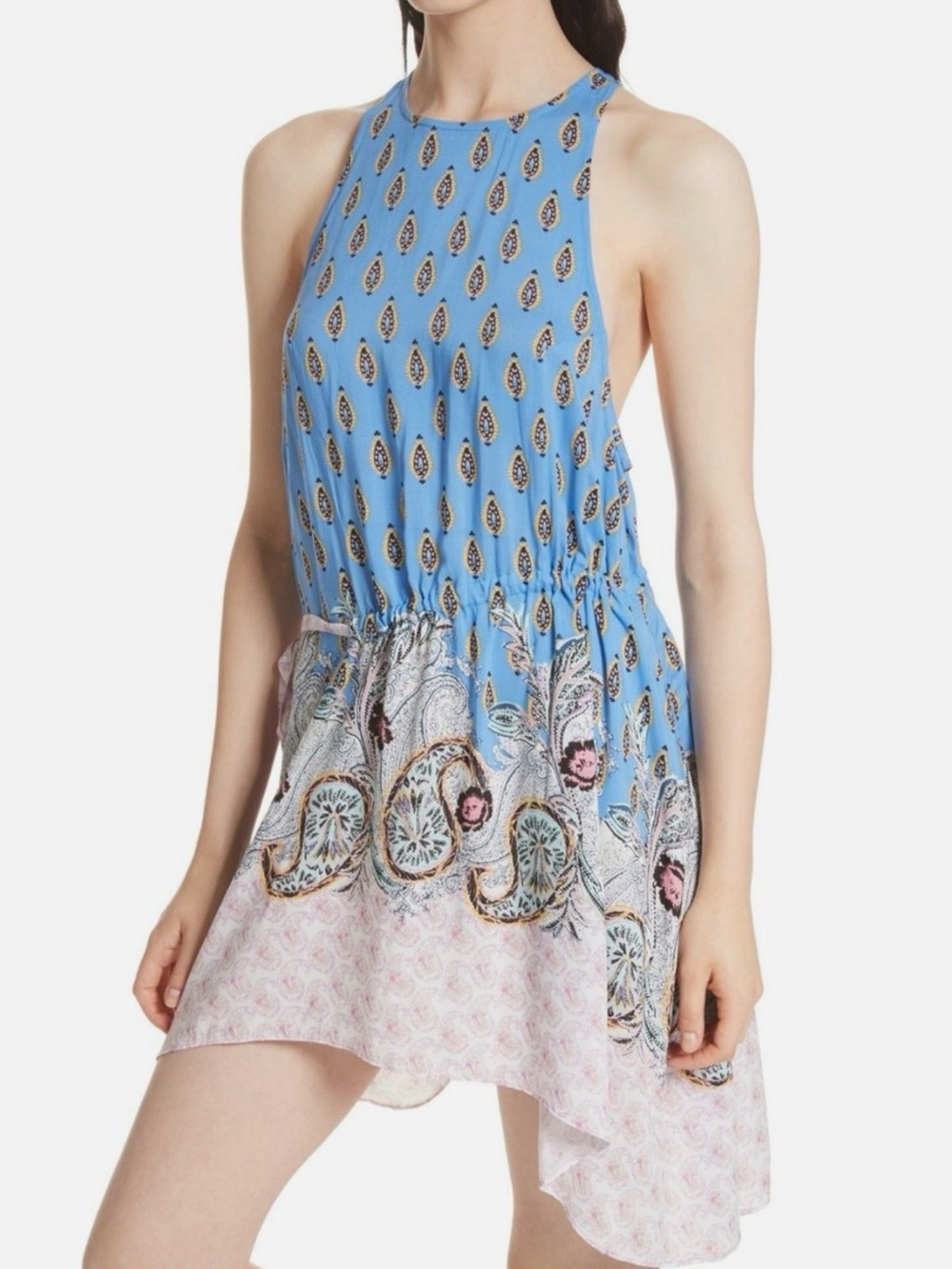 Free People Intimately Rendezvous Girl Slip Dress Blue Paisley Size Small EUC